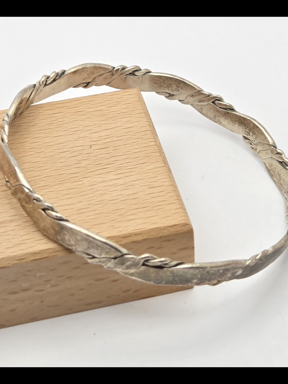 Vintage Taxco Mexico Sterling Silver Twisted Bangle Bracelet
